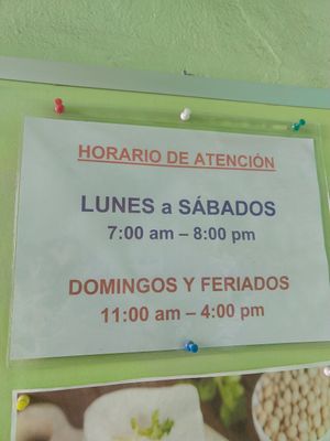 Current hours, as of April 2024 at Ashkha in Arequipa