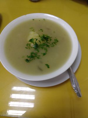Soup (part of meal of the day) at Ashkha in Arequipa