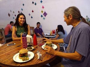 Cauliflower wings burger at VeganMunch in Monterrey