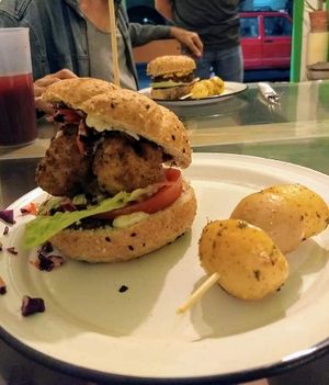 Buffalo burger (cauliflower) - my favorite at VeganMunch in Monterrey