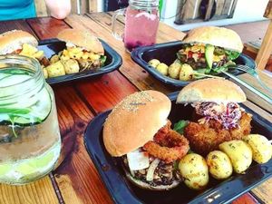 Mini burger sampler at VeganMunch in Monterrey