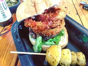 BBQ vegan burger at VeganMunch in Monterrey