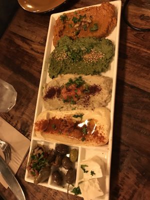 Hummus and other dips from the veggie meal  at Jamjar - Commercial Dr in Vancouver