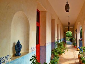 Upstairs corridor  at Hotel MedioMundo in Merida