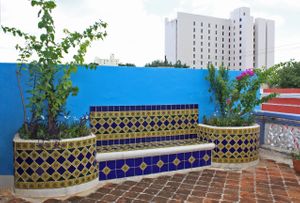 Upstairs terrace on the second floor to sun worship or gaze at the moon and stars.  at Hotel MedioMundo in Merida