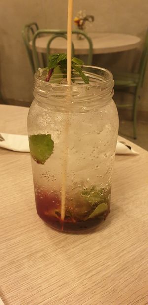 Red berries soda at Veg Station in Medellin