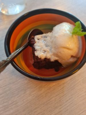 Brownie and ice cream at Veg Station in Medellin
