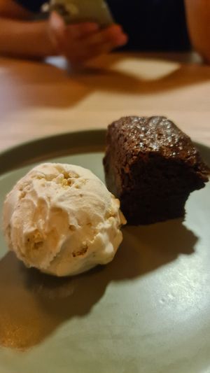 Brownie and Salted Caramel Ice Cream at Veg Station in Medellin
