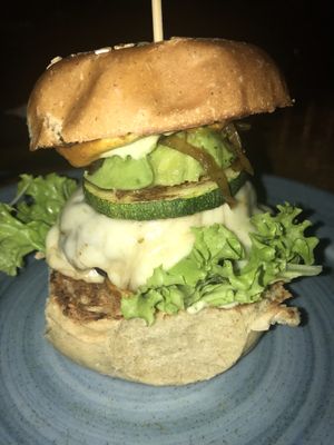 Mushroom burger 💚 at Veg Station in Medellin