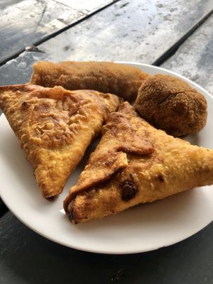 Delicious samosas, Chinese roll, and cutlet! at The Soya Centre in Kandy