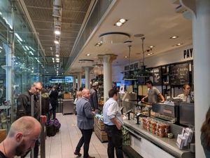 Inside counter at Benugo at St Pancras International in London