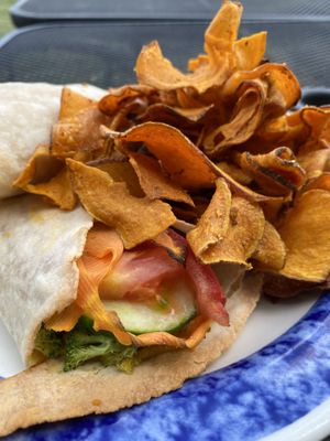 Sweet Potato Hummus Wrap (gf)  at Fortuitea Cafe and Bakery in Washington