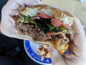 Cashew Mac Attack Burger at Fortuitea Cafe and Bakery in Washington