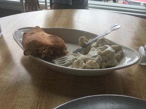 Some of the Meatball Calzone and Mac & Cheese. I've never eaten anything this good in my life! at Fortuitea Cafe and Bakery in Washington