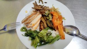 rice with fake meat and vegetables at Thien Duyen 1 in Da Lat