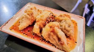 Deep fried tempura dumplings at Green Roll - Ahad Ha'Am St in Tel Aviv