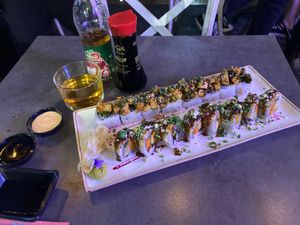 I was advised by the waiter and waitress: : very good, friendly and helpful. .( nice people) the diahes are gorgeous and very well served. The deserts was nice . Highly recommended at Green Roll - Ahad Ha'Am St in Tel Aviv