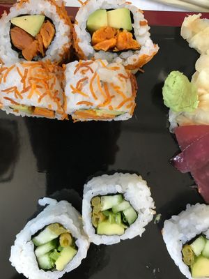 Vegan Shingo and Crispy Sweet Potato rolls at Green Roll - Ahad Ha'Am St in Tel Aviv