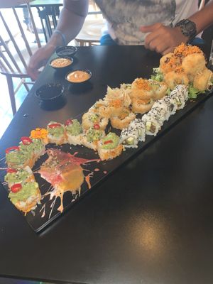 Lots of sushi rolls at Green Roll - Ahad Ha'Am St in Tel Aviv