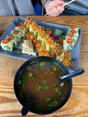 Special roll + miso soup at Green Roll - Ahad Ha'Am St in Tel Aviv