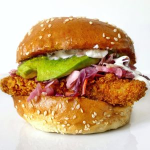 Vegan Crispy Tempeh Sandwich with Avocado  at M Cafe in Los Angeles