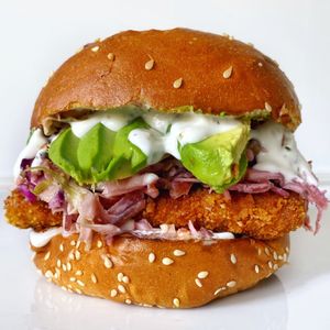 Vegan Crispy Tempeh Sandwich  at M Cafe in Los Angeles