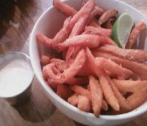 sweet potato fries with chili, sea salt and lime at M Cafe in Los Angeles
