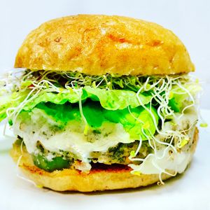 the big macro burger  at M Cafe in Los Angeles