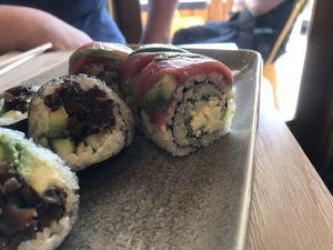 Vegan tuna roll - wow  at M Cafe in Los Angeles