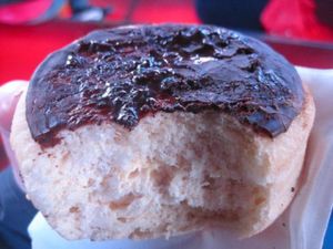 Doughnut with Boston cream. at Atlas Cafe and Bakery in New York City