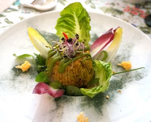 Vegetable savory pudding at Un Piano dans la Theiere in Orleans