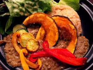 Green Lentil Curry with Soup - so delicious! Really hearty and served with delicious vegetables. L at Organic Table by Lapaz in Tokyo