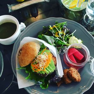 Wonderful vegan burger  at Organic Table by Lapaz in Tokyo