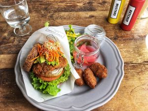 Soft fillet and avocado burger at Organic Table by Lapaz in Tokyo