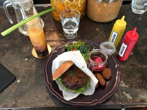 The signature Lapaz burger at Organic Table by Lapaz in Tokyo