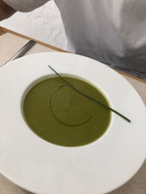 Crema de espinacas at El Vergel Veggie Restaurant in Tarragona