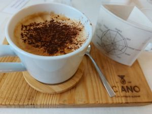 Cappuccino at El Vergel Veggie Restaurant in Tarragona