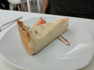Mint cheesecake at El Vergel Veggie Restaurant in Tarragona