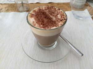 Soy cappuccino at El Vergel Veggie Restaurant in Tarragona