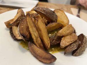Papas con chorizo  at El Vergel Veggie Restaurant in Tarragona
