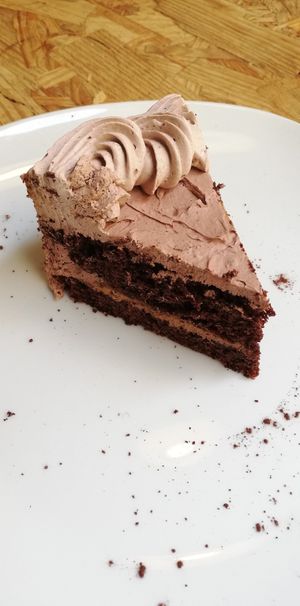 Pastís de xocolata at El Vergel Veggie Restaurant in Tarragona