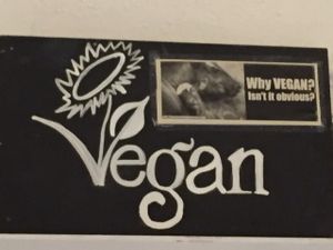 ethical poster at El Vergel Veggie Restaurant in Tarragona