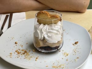 "Crema de café orgásmica”  at El Vergel Veggie Restaurant in Tarragona