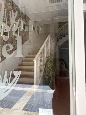 Front entry way, go up the stairs  at El Vergel Veggie Restaurant in Tarragona