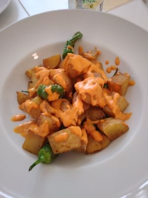 Patatas bravas at El Vergel Veggie Restaurant in Tarragona
