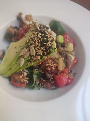 Greek salad at El Vergel Veggie Restaurant in Tarragona