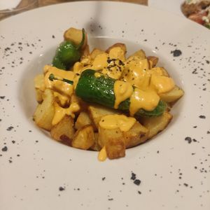 Patatas bravad at El Vergel Veggie Restaurant in Tarragona