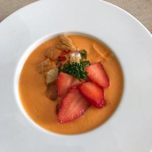 Salmorejo! at El Vergel Veggie Restaurant in Tarragona