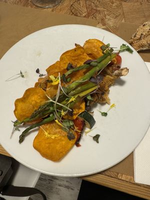 Brochetas de heura  at El Vergel Veggie Restaurant in Tarragona