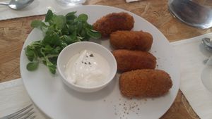 Mushroom adns vegan cheese croquet!
It was just delicious! Big size and awesome flavour. at El Vergel Veggie Restaurant in Tarragona